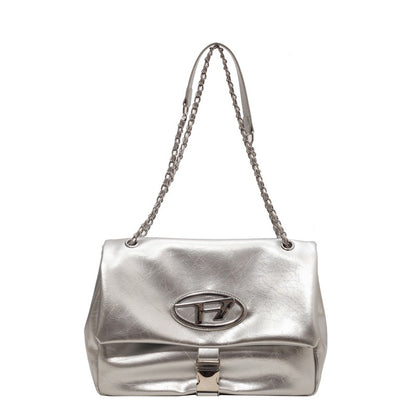 Ielgy Ladies Large-Capacity One-Shoulder Messenger Tote Bag Temperament Jingle Bag Chain St