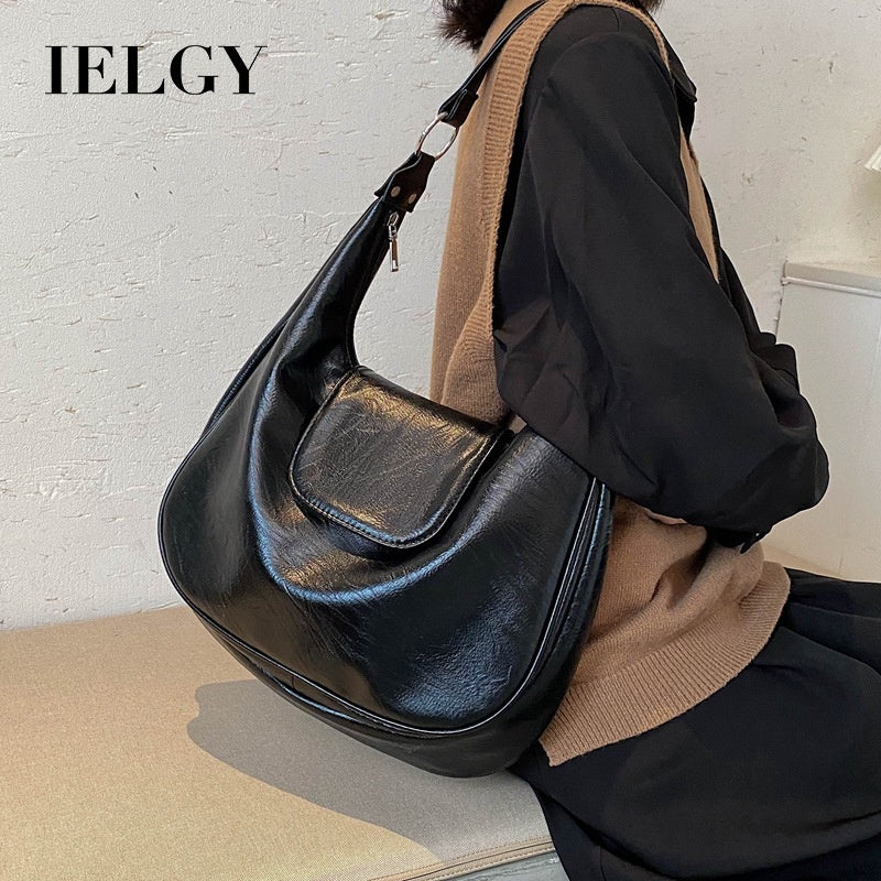 Ielgy Ladies Fashion One Shoulder Class Commuter Soft Leather Large Capacity Tote Bag