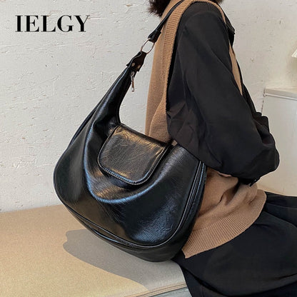 Ielgy Ladies Fashion One Shoulder Class Commuter Soft Leather Large Capacity Tote Bag