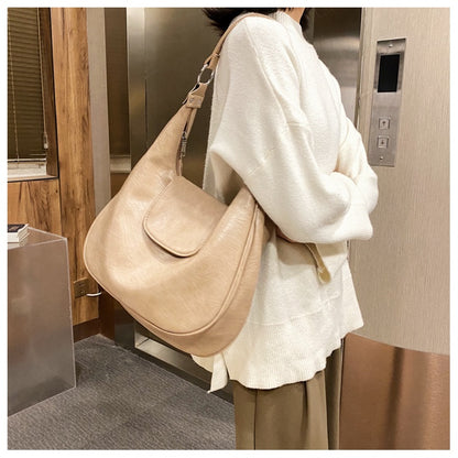 Ielgy Ladies Fashion One Shoulder Class Commuter Soft Leather Large Capacity Tote Bag