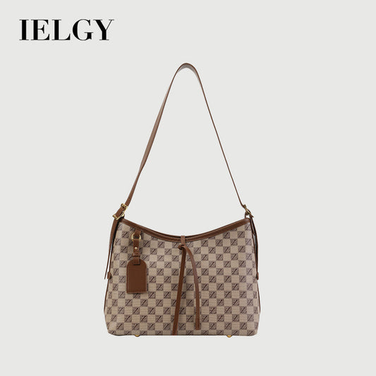 Ielgy Ladies Bag Retro Printed Large-Capacity Shoulder Bag All-Match Casual Cross-Body Women's Bag