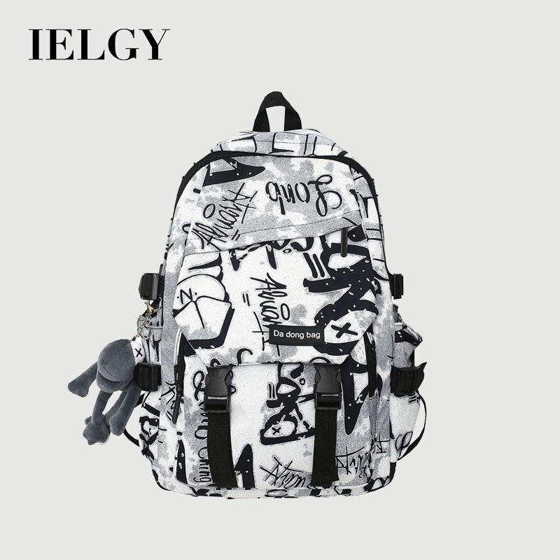 Ielgy Graffiti College Students Large Capacity Harajuku Style Trendy Backpack