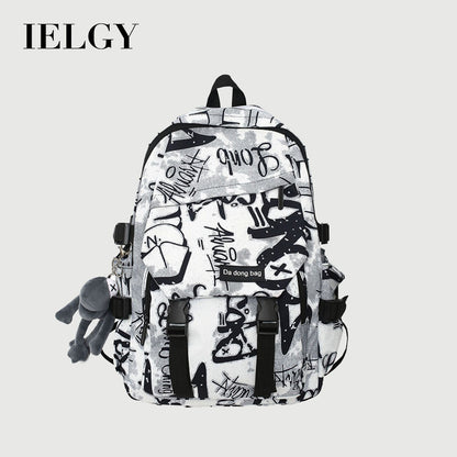 Ielgy Graffiti College Students Large Capacity Harajuku Style Trendy Backpack