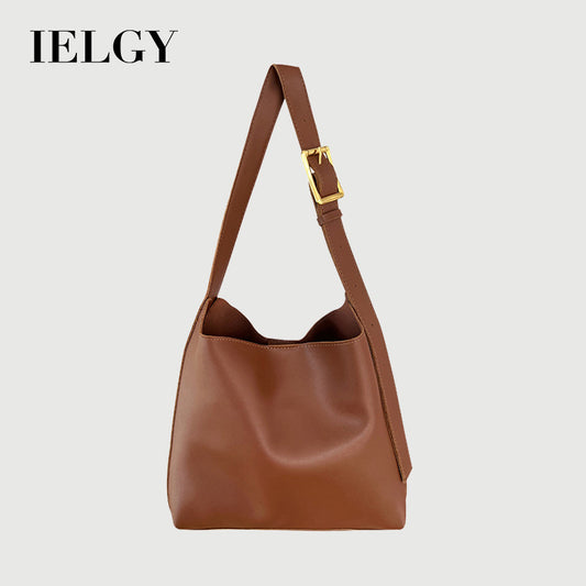 Ielgy All-Match Large-Capacity Lazy Style Bucket Bag Retro One-Shoulder Messenger