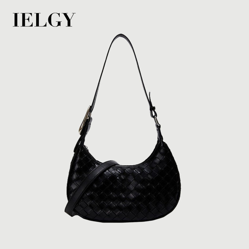 Ielgy High-End Feeling Silver Underarm Bag Korean Version Fashion Trendy Dumpling Bag Niche Woven Large-Capacity Simple Shoulder Bag