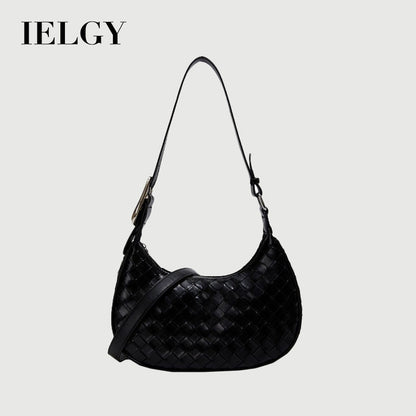 Ielgy High-End Feeling Silver Underarm Bag Korean Version Fashion Trendy Dumpling Bag Niche Woven Large-Capacity Simple Shoulder Bag