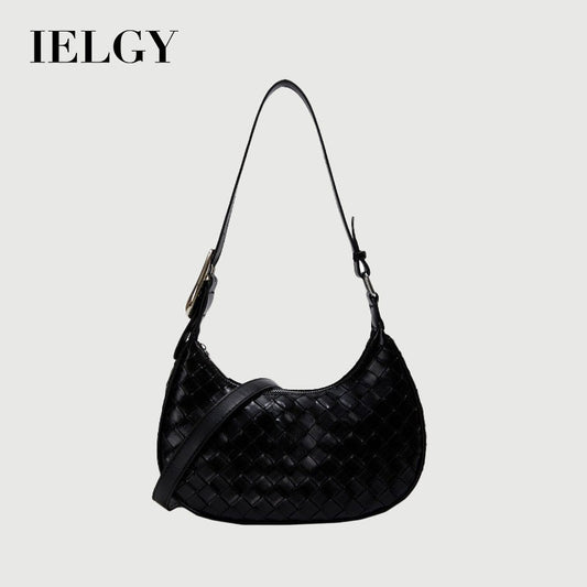 Ielgy High-End Feeling Silver Underarm Bag Korean Version Fashion Trendy Dumpling Bag Niche Woven Large-Capacity Simple Shoulder Bag