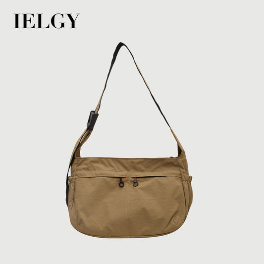 Ielgy Waterproof Nylon Cloth Bag Large Capacity Cross-body Dumpling Bag All-match Casual Lightweight Sports Style Shoulder Bag