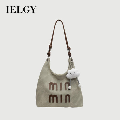 Ielgy Retro Korean Version Denim Underarm Bag Fashion Casual Portable Unique Texture Messenger Bag