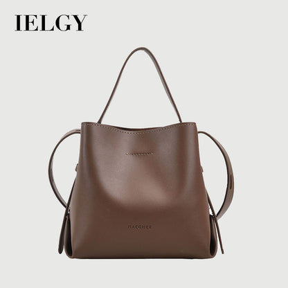 Ielgy Retro High-End Texture Underarm Large-Capacity Bucket Bag Wide Shoulder Strap One-Shou