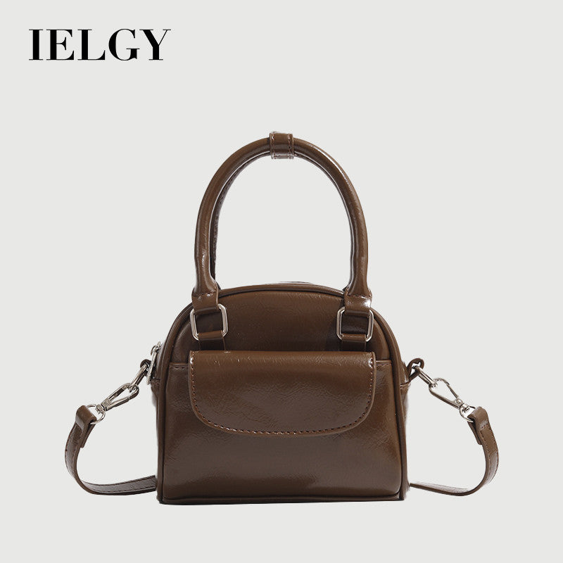 Ielgy Ladies Brown Handbag Commuter Handbag Retro Fashion Cross-body Shell Bag