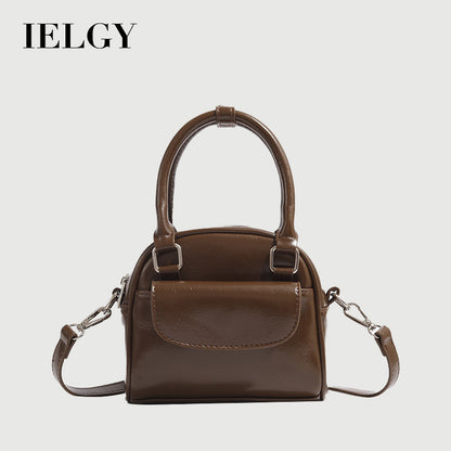 Ielgy Ladies Brown Handbag Commuter Handbag Retro Fashion Cross-body Shell Bag