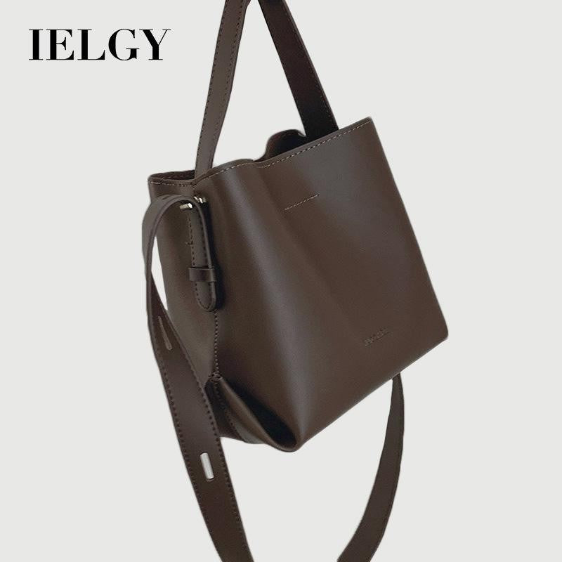 Ielgy Retro High-End Texture Underarm Large-Capacity Bucket Bag Wide Shoulder Strap One-Shou