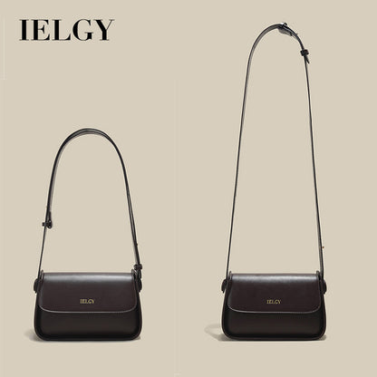 IELGY Fashionable and Versatile Top-handle Bag in Coffee with Wide Shoulder Strap for Women