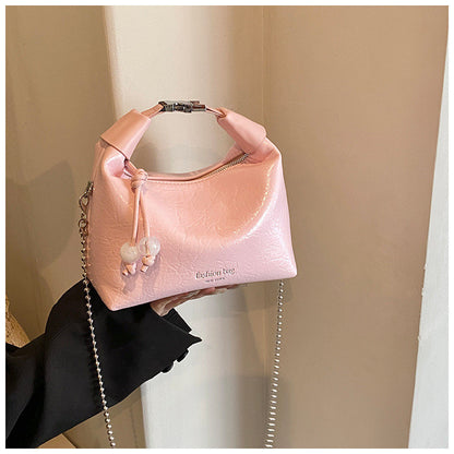 Ielgy Ladies White All-Match Shoulder Messenger Bag Niche Design Chain Small Shoulder Bag