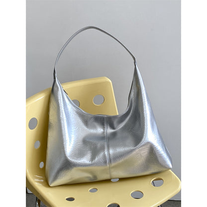 Ielgy Ladies Large Capacity Portable Underarm Bag Commuter Soft Leather Shoulder Tote Bag