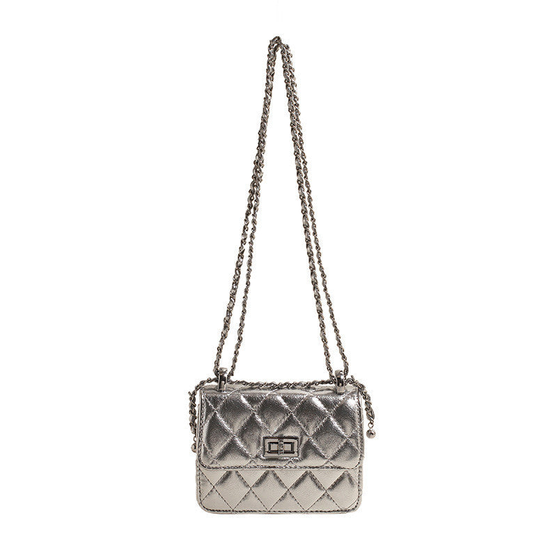 Ielgy Fashionable High-End Rhombus Shoulder Crossbody Chain Small Square Bag