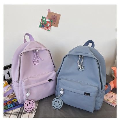 Ielgy Ladies Preppy Style Backpack Small Fresh Cute Student Schoolbag Mori Girl Solid Color Small Backpack