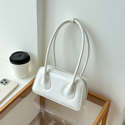 Ielgy Niche Texture Red Ladies Bag Simple All-Match Fashion One-Shoulder Glossy Patent Leather Underarm