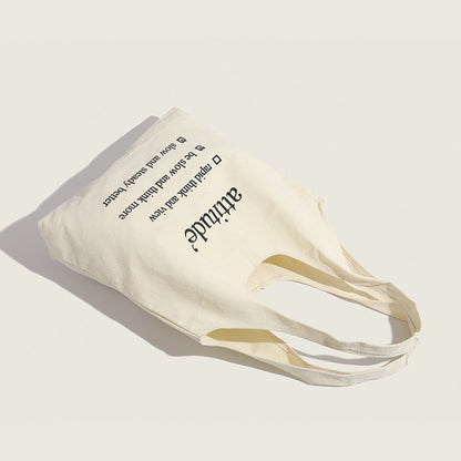 Ielgy Literary Canvas Bag Trendy All-Match Letter Shoulder Casual Simple Tote Bag