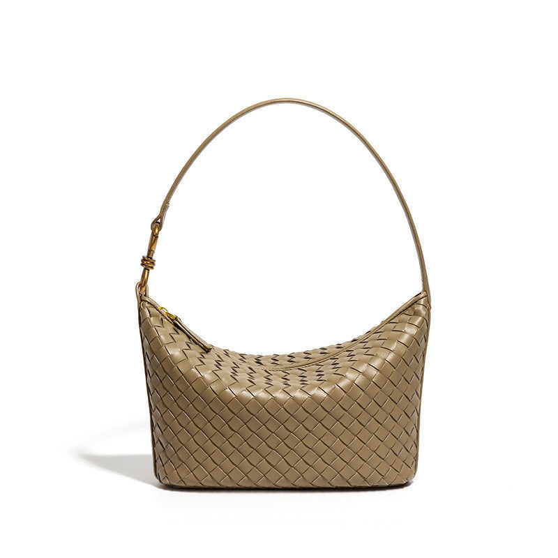 Ielgy Niche Trendy Underarm Hand-Woven Bag Fashion One-Shoulder Messenger Bag Casual Simple Portable Lunch Box Bag