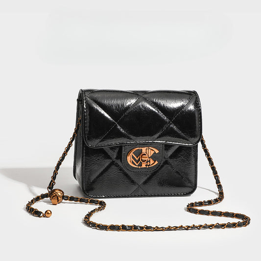 Ielgy Fashionable All-Match Chain Diamond One-Shoulder Messenger Mobile Phone Small Square Bag