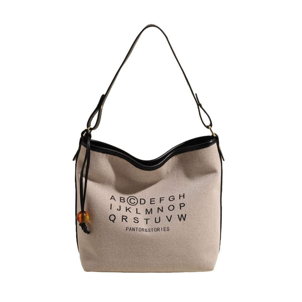 Ielgy Ladies Large-Capacity Canvas Casual All-Match Underarm Bag One-Shoulder Cross @-