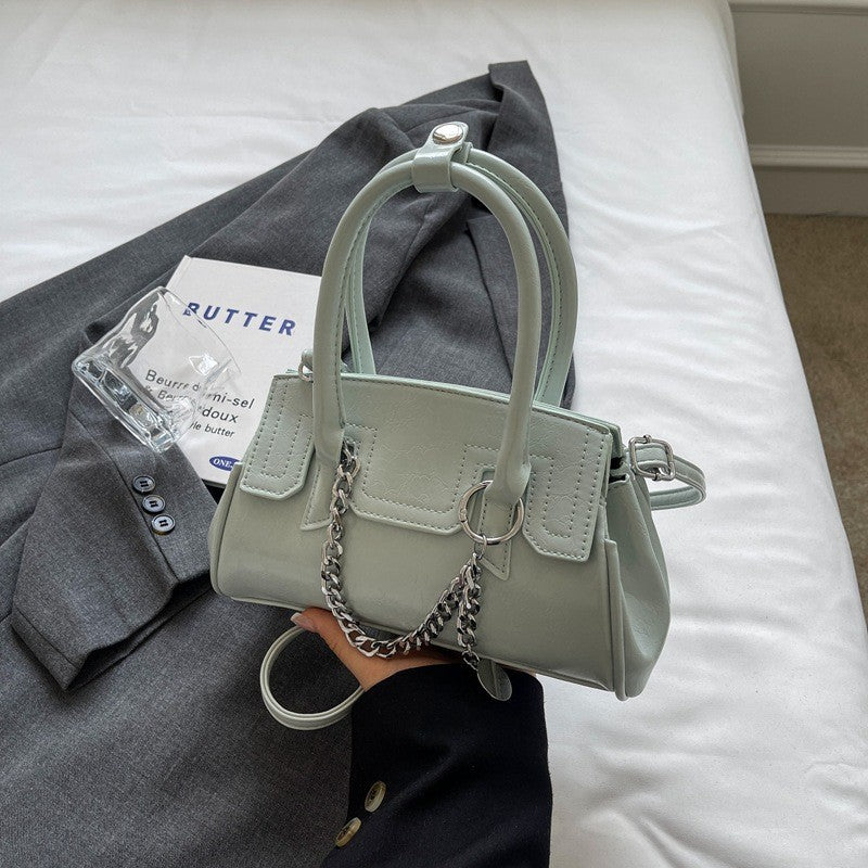 Ielgy High-End Niche Design Silver Handbag Crossbody Fashion All-Match Handbag