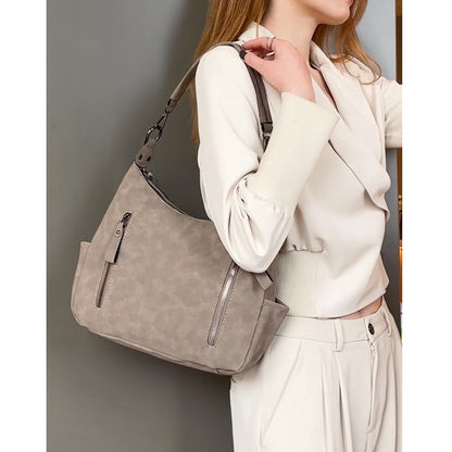 Ielgy Ladies Large-Capacity All-Match Retro Matte Cross-Body Texture One-Shoulder Commuter Tote Bag