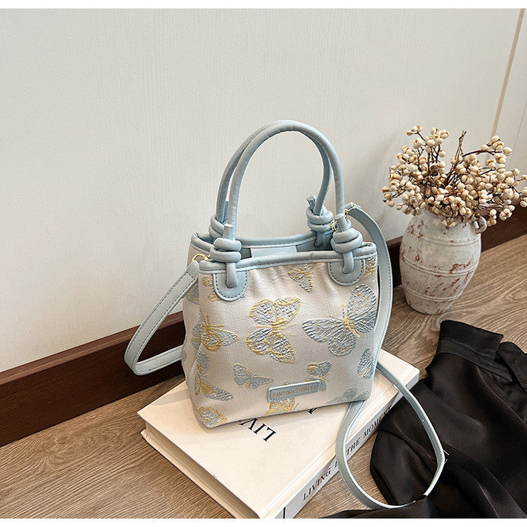 Ielgy New Chinese Style Hand-Carrying Bucket Bag Women's Temperament Hanfu Accessories Messenger Bag Chinese Style Embroidered Shoulder Bag