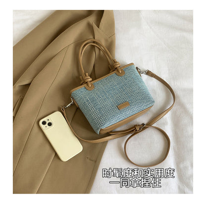 Ielgy Denim Bag All-Match Fashion Texture Cross-Body Portable Bucket Bag