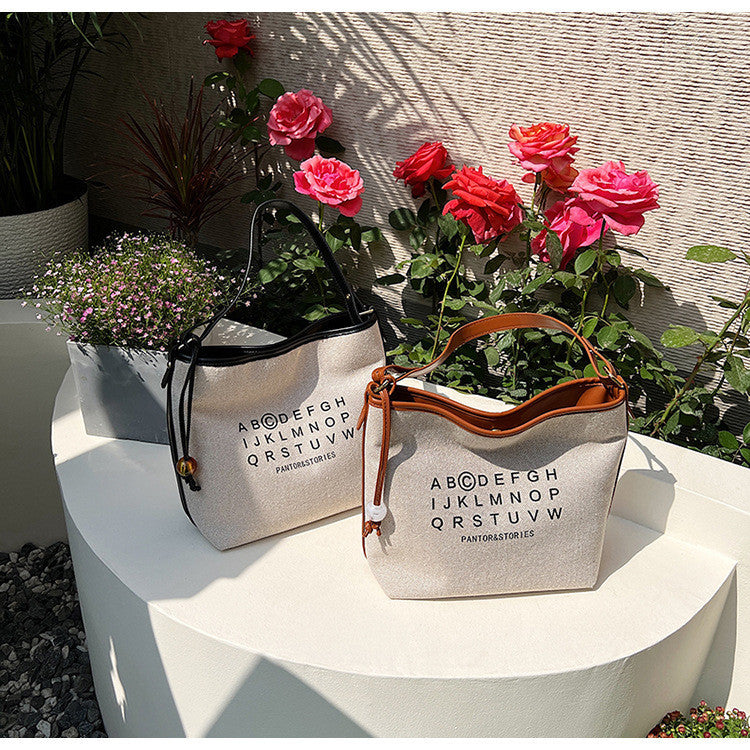 Ielgy Ladies Large-Capacity Canvas Casual All-Match Underarm Bag One-Shoulder Cross @-