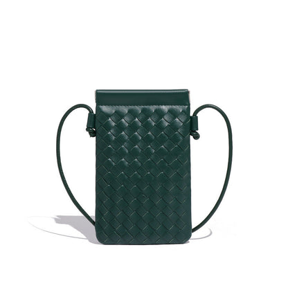 Ielgy Fashion Mini Mobile Phone Bag Hand-Woven Bag Simple Trendy All-Match Retro Small One-Shoulder Messenger Female Bag