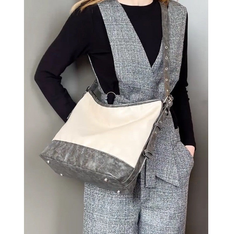 Ielgy Ladies High-End Feeling Niche Distressed Simple All-Match Fashion Commuter Large-Capacity One-Shou