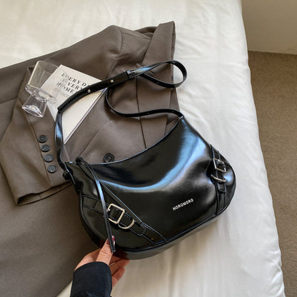 Ielgy Large-Capacity Commuter Underarm Bag Ladies Silver Trendy Fashion Niche Shoulder Bag Texture All-Match Mess