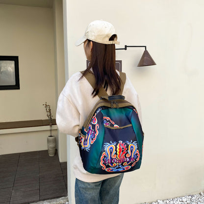 Ielgy Printed Ladies Backpack Oxford Cloth Large Capacity Backpack Harajuku Travel Design Sense School Bag