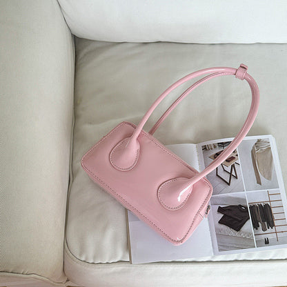Ielgy Niche Texture Red Ladies Bag Simple All-Match Fashion One-Shoulder Glossy Patent Leather Underarm