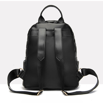 Ielgy Ladies Fashion Rhombus School Bag PU Soft Leather Texture Commuter Simple Leisure Travel Backpack