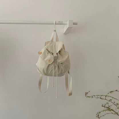 Ielgy New Style Korean Niche Design Outdoor Pocket Button Drawstring Backpack Nylon Backpack