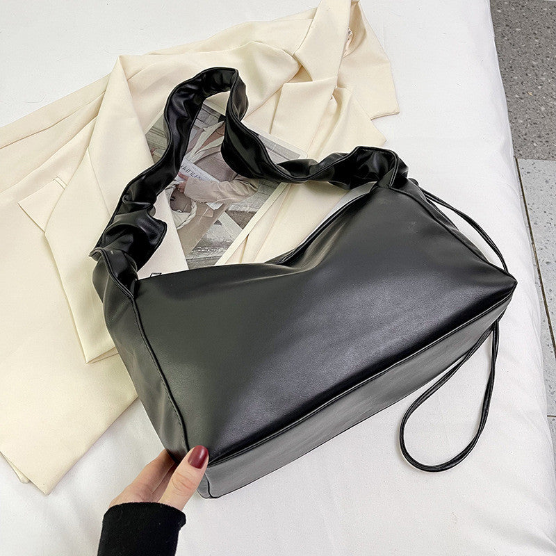 Ielgy Ladies Silver All-Match Underarm Cloud Bag Simple Pleated Fashionable One-Shoulder Dumpling Bag