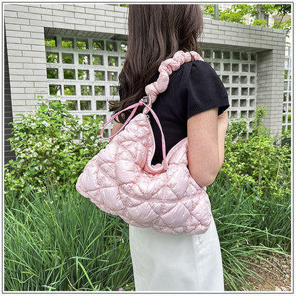 Ielgy Korean Version Stray Cloud Bag Puff Pleated Down Bag Shoulder Messenger Bag Portable Underarm Bag