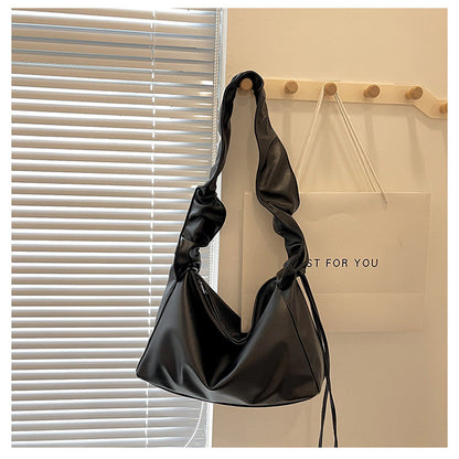 Ielgy Ladies Silver All-Match Underarm Cloud Bag Simple Pleated Fashionable One-Shoulder Dumpling Bag