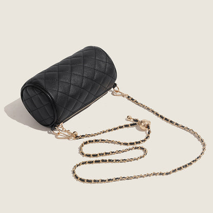 Ielgy Ladies Golden Ball Diamond Chain Pillow Bag All-Match One-Shoulder Cross-Body Cylinder Bag