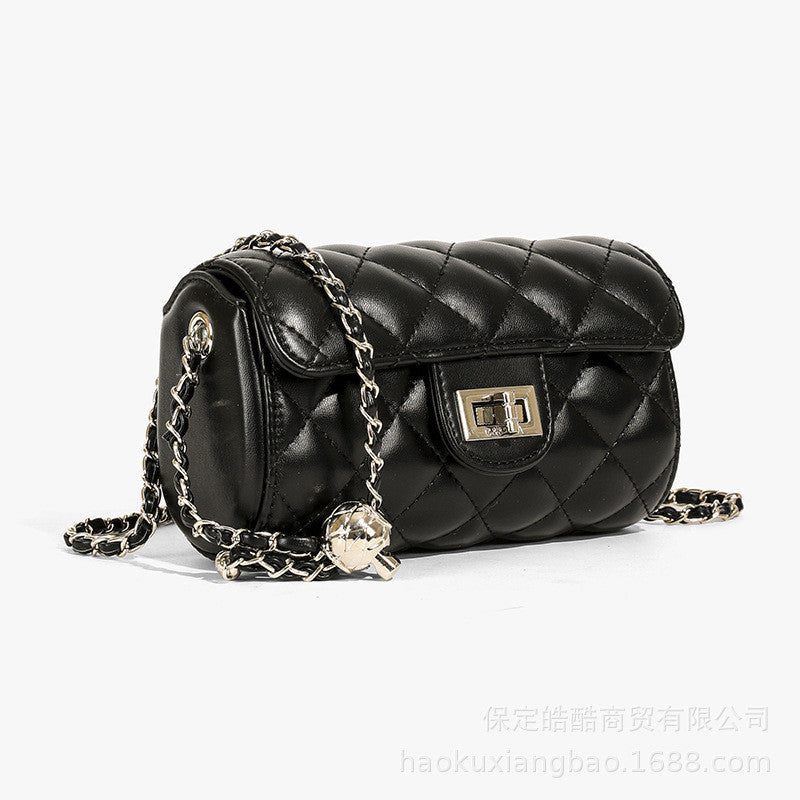 Ielgy Ladies Diamond Embroidery Thread Fashionable All-Match Chain Cross-Body Bag Flow Mini Silver Small Square Bag