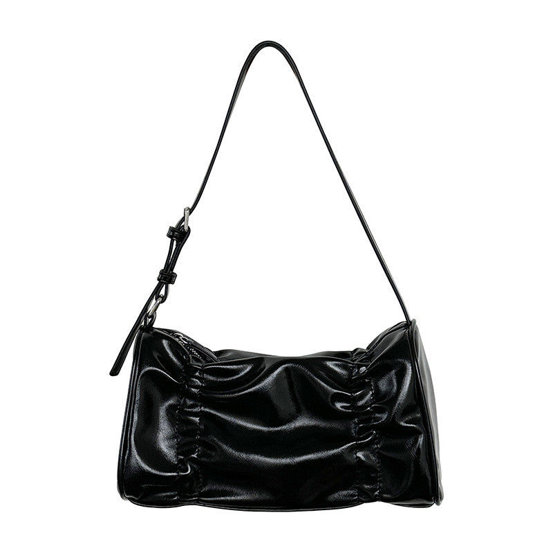 Ielgy Korean Version Pleated Design Underarm Bag Handbag All-Match Fashion One-Shoulder Soft Leather Bag