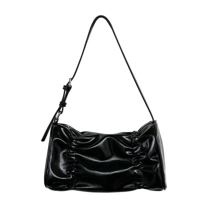 Ielgy Korean Version Pleated Design Underarm Bag Handbag All-Match Fashion One-Shoulder Soft Leather Bag