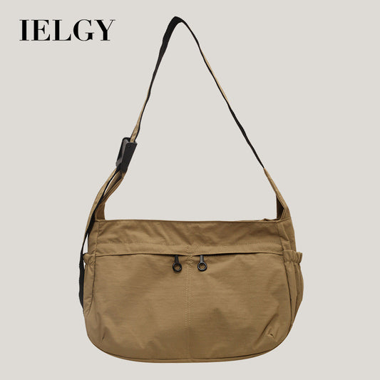 Ielgy Waterproof Nylon Cloth Bag Large Capacity Cross-body Dumpling Bag All-match Casual Lightweight Sports Style Shoulder Bag