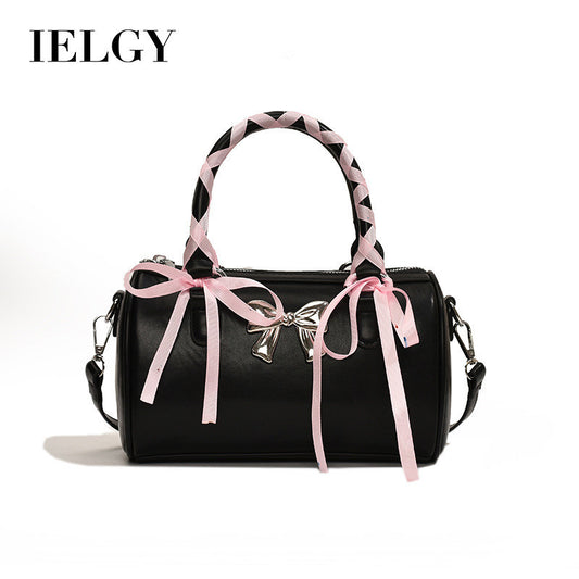 Ielgy Ballet Style Bowknot Portable Boston Bag Fashion One-Shoulder Messenger All-Match Pillow Bag