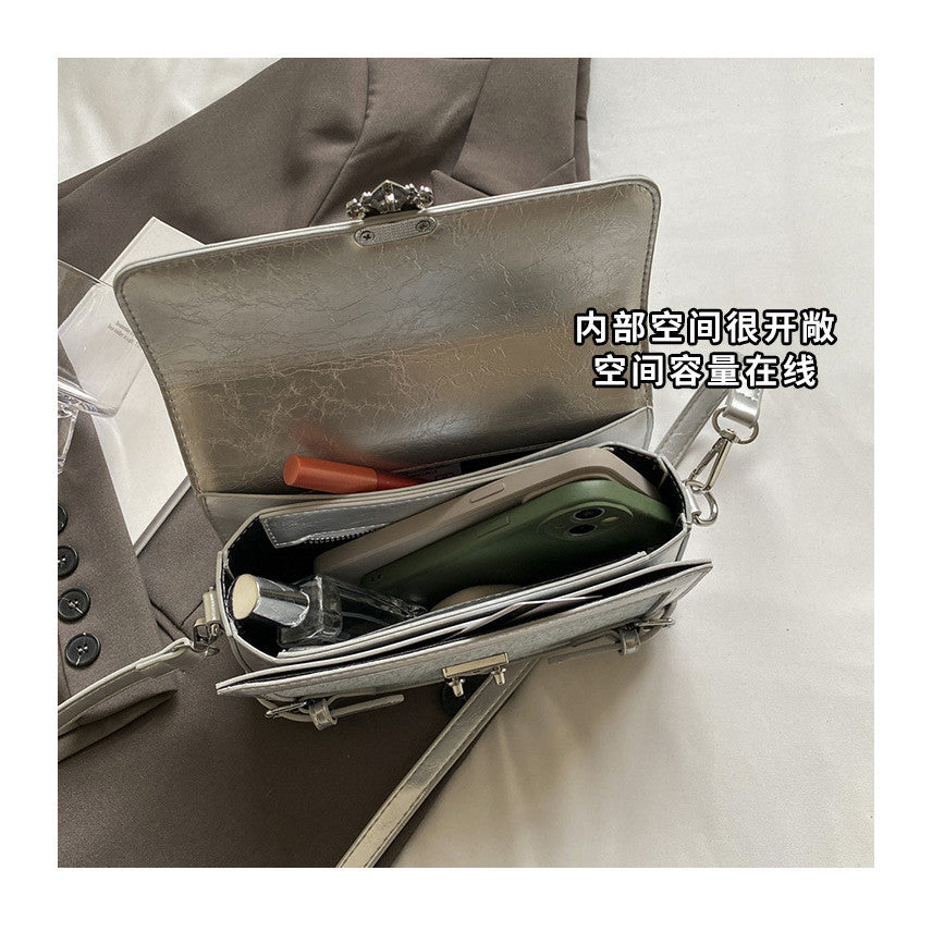 Ielgy Fashion Portable Small Square Bag Contrast Color Simple All-Match One-Shoulder Niche Trendy Cross-Body Bag