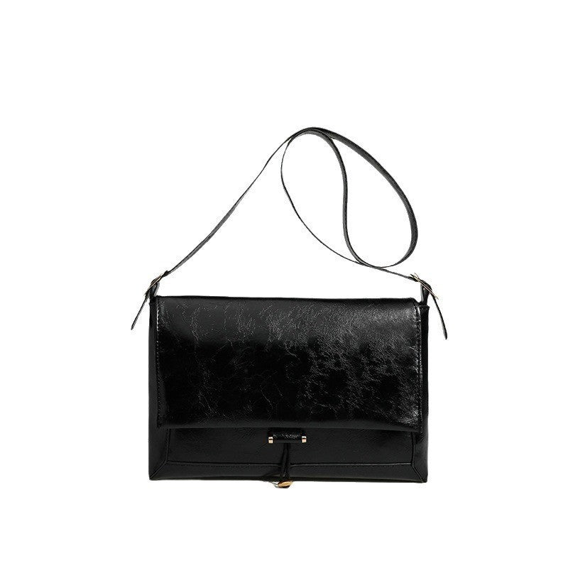 Ielgy Ladies Black Large Capacity Underarm Bag Shoulder Messenger Bag